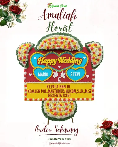 Karangan Papan Bunga Pernikahan di Badakarya